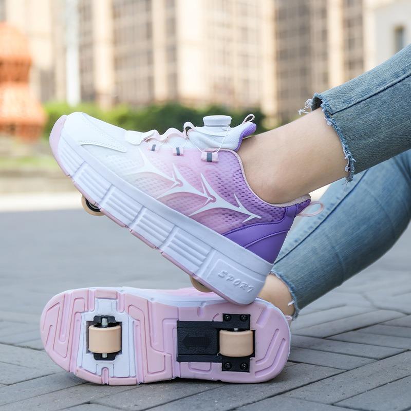2 in 1 Deformations-Rollschuhe Rollschuhe mit Abnehmbaren Rollen Skates Sneaker Skaten Parkour mit Rädern 32