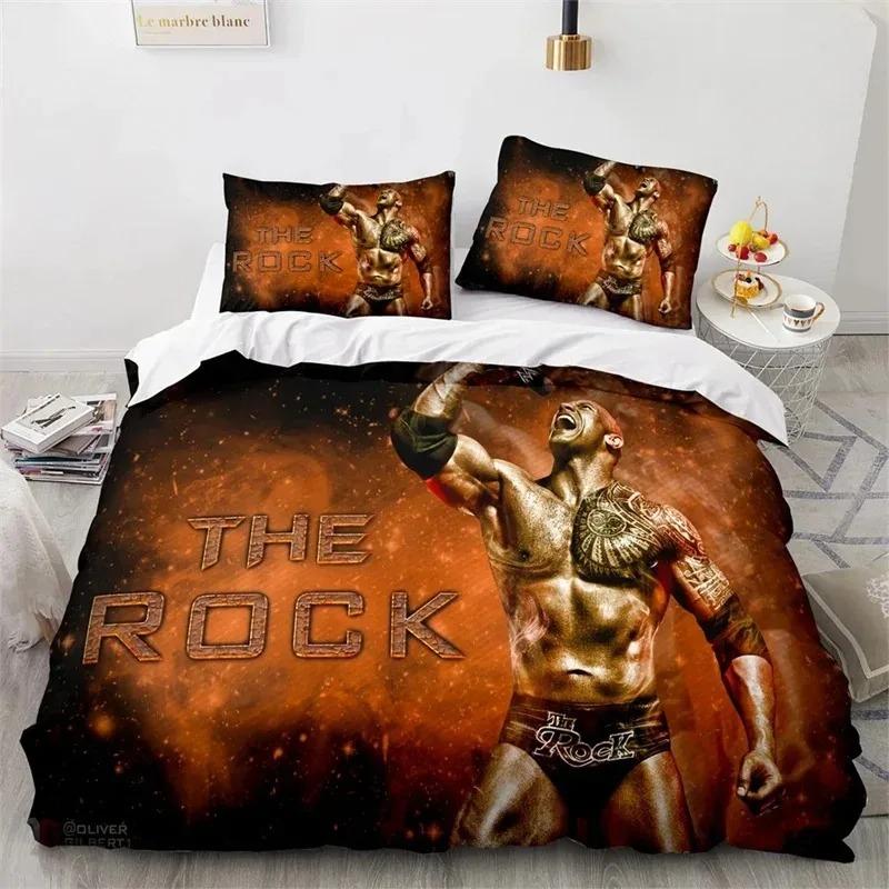 WWE EAW Bettwäsche-Set für Einzelbett, Doppelbett, Queen-Size-Bett und King-Size-Bett, Wrestling-Spiel, Bettgarnitur für Schlafzimmer für Erwachsene und Kinder, Bettbezug-Sets mit 3D-Druck AU Single 140x210cm