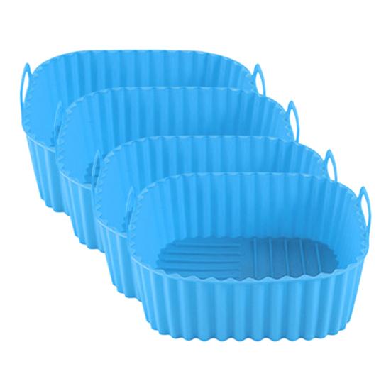 Silikon-Luftfritteusenkorb-Tablett, wiederverwendbare Silikoneinlagen für die Luftfritteuse, BPA-frei 17cm 4pcs blau