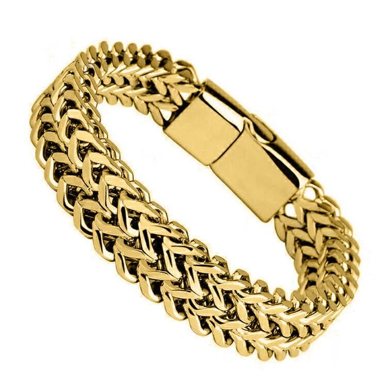 Herren Edelstahl Armband Zubehör 2023 Mode Charm Armband Herren Gold Armband Luxus Männer Geschenk Rock Stil 19cm gold