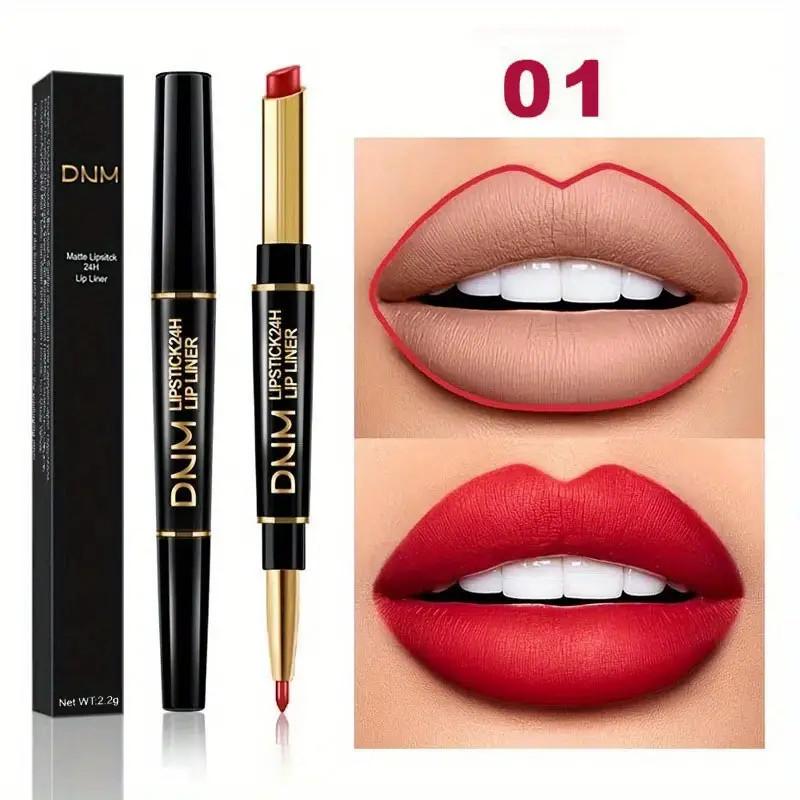 2 in 1 leuchtend roter Lippenkonturenstift, matter samtiger Lippenstift, wasserfest, langanhaltende Definition, pflegender Lippenstift, Lippen-Make-up 1#