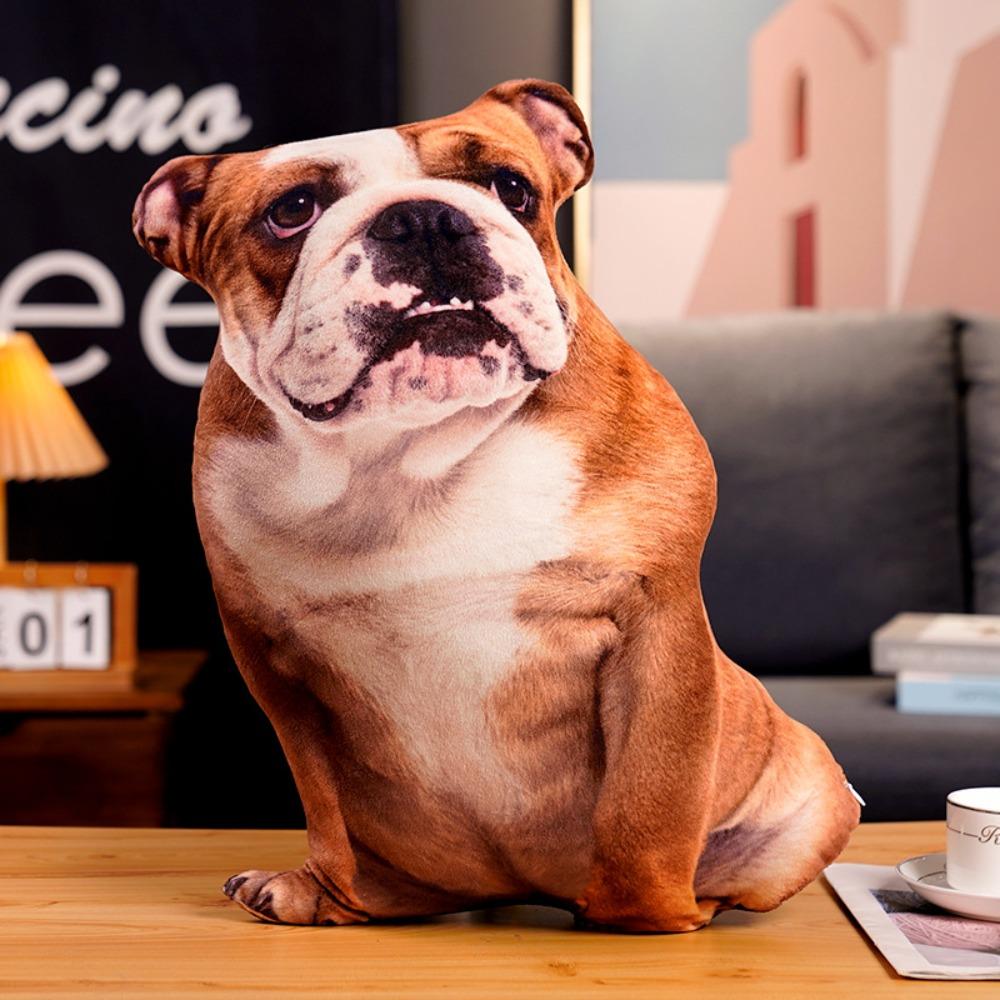 3D Simulation Hund Plüschtiere Labrador Corgi Sofa Schlafzimmer Hund Stofftier Kissen Heimdekoration Lebensechter Hundekissen Geburtstagsgeschenke brown