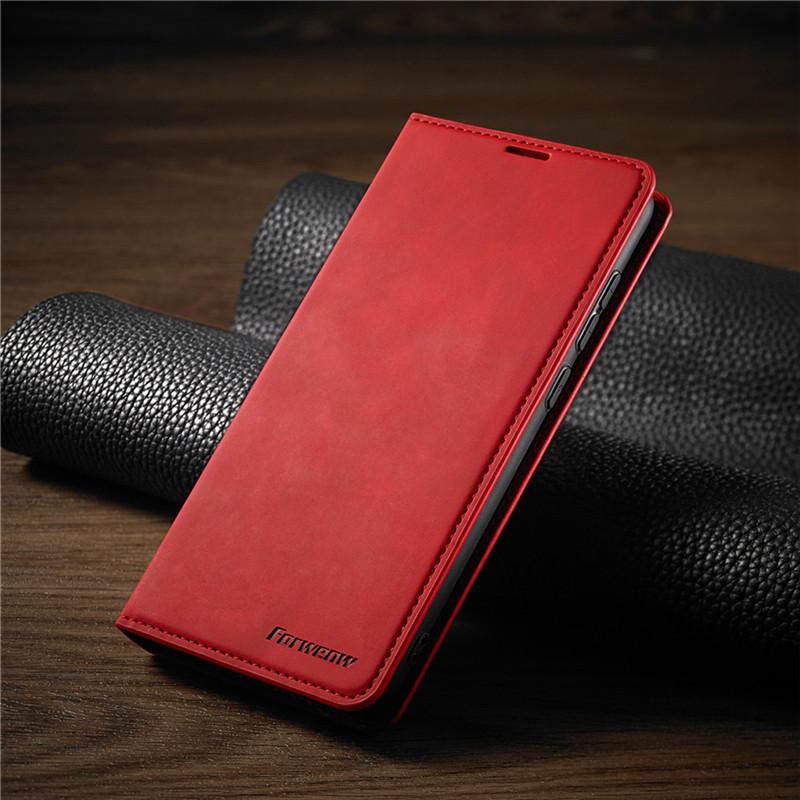 Magnetische Leder-Klapphülle für iPhone 16 15 14 Pro Max 16E 13 12 11 XS X XR SE 2022 8 7 Plus Mini Geldbörse Kartenfach Handyhülle For iPhone 8P 7Plus rot