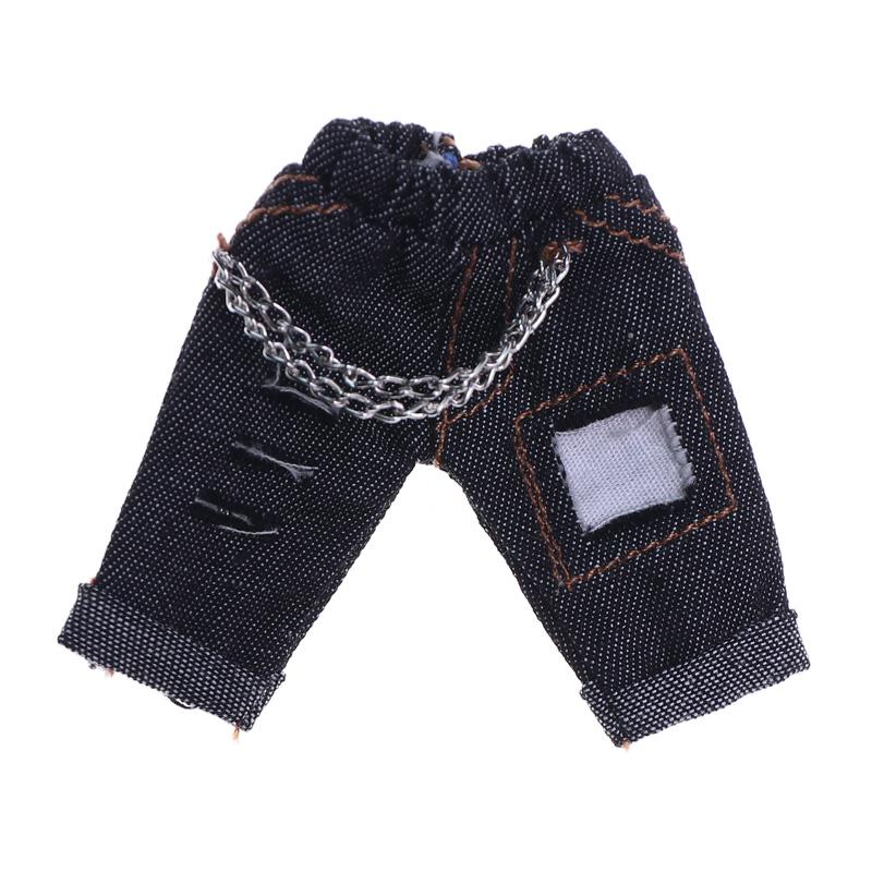 ob11 Babykleidung Für Baby Ketten Jeanshosen Liquor Bar Und Jeansmöbel Für Puppen 1/12 Coole Anime Hochwertiges Spielzeug Zubehör OB11 schwarz