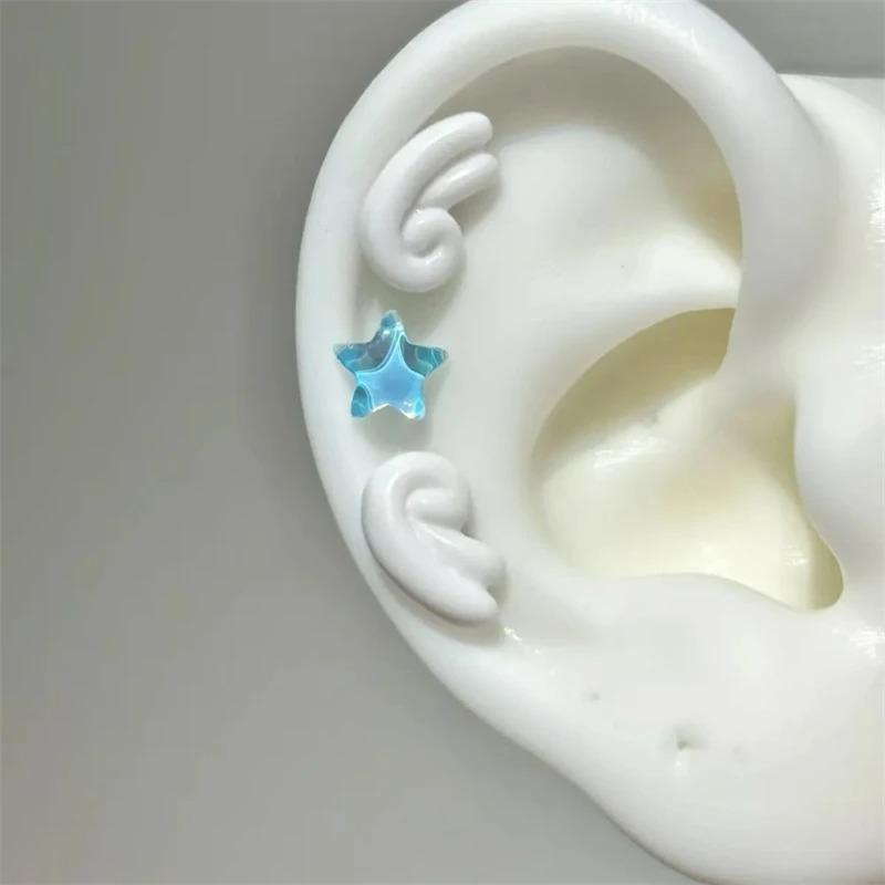 3er Set Glänzende Engelsflügel Stern Ohrstecker Damen Vintage Paar Kreativ Kristall Geometrisch Persönlichkeit Ohrringe Schmuck white