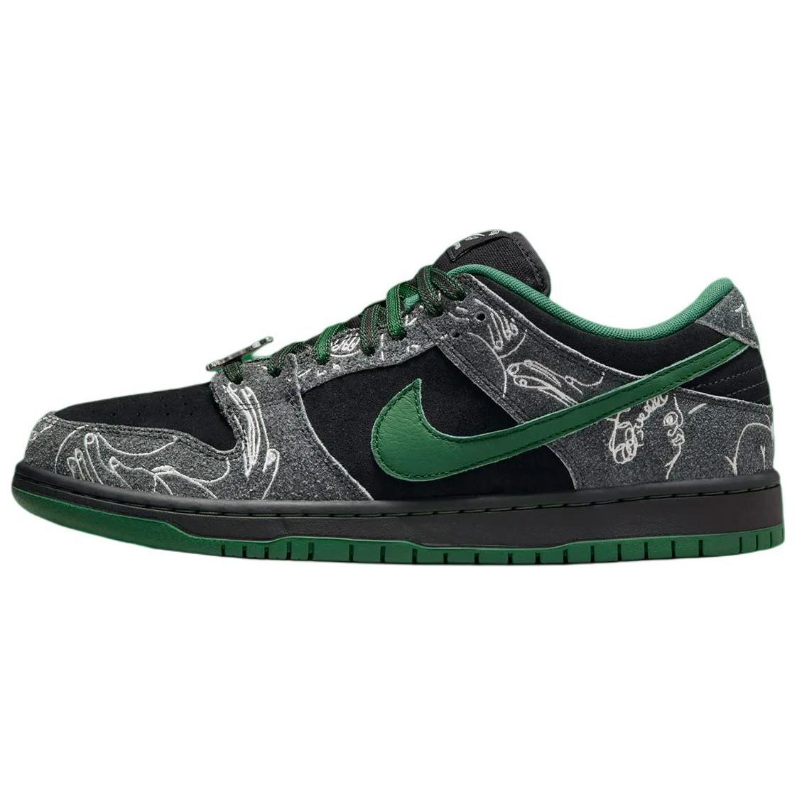 THERE Skateboards x Nike Dunk Low SB Ultra Humanized Unisex-Sneaker Schwarz Gorge-Green Summit-White HF7743-001 44