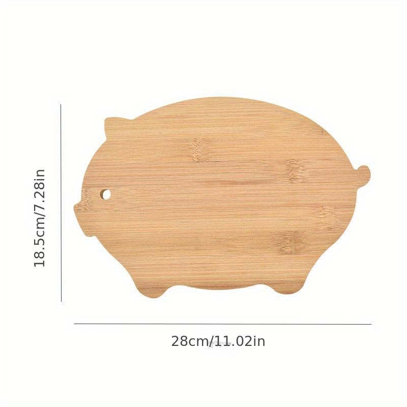 1 Stück Kreatives Mini Tier Bambus Schneidebrett, Babynahrung Sortier-Schneidebrett, Obstschneidebrett, Küche Zuhause Schneidebrett porker