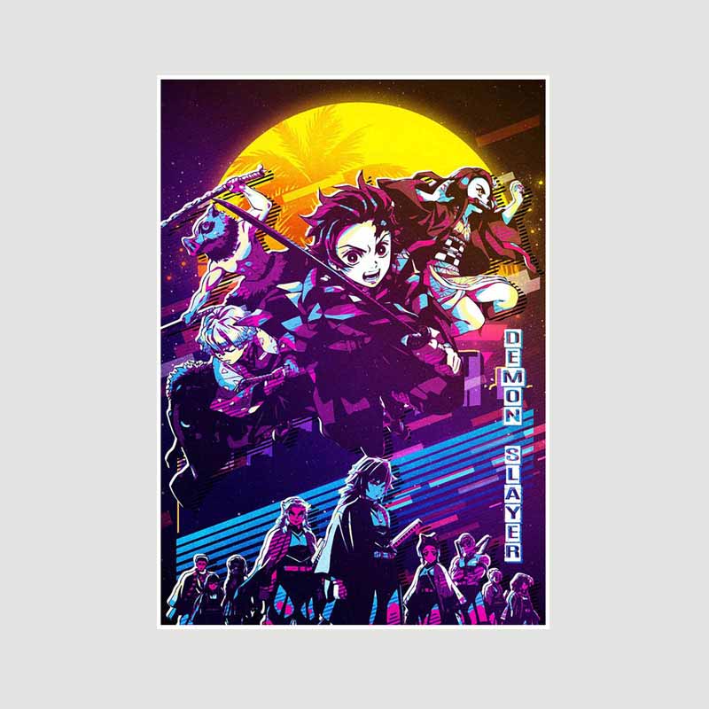 Japanischer Comic-Film Demon Slayer: Mugen Train Anime Poster Kimetsu No Yaiba, weißes Papier, Poster, Kunst, Malerei, Wanddekoration, Wandbild, Wohnkultur 42x30cm