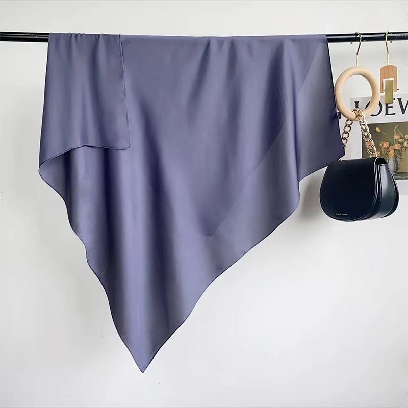 90cm Unifarbene Halstücher Hijab Schals Für Damen Seidensatin Stirnband Haarschals Damen Quadratische Schals Kopftücher Für Damen gray