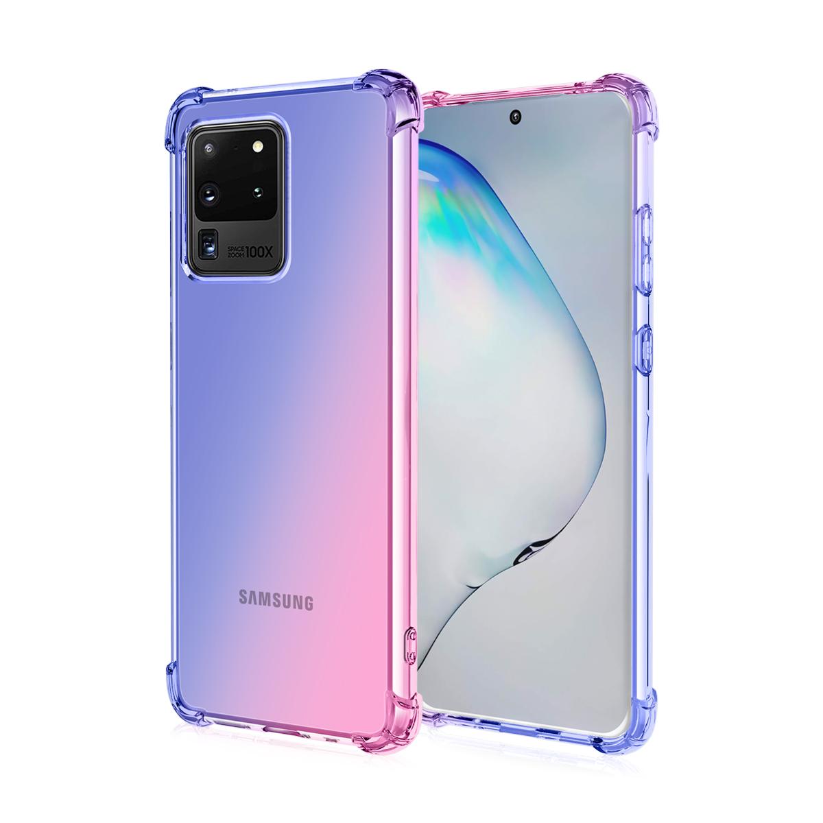 Klare, süße Handyhülle mit Farbverlauf, schlanke, kratzfeste, flexible TPU-Abdeckung, stoßfeste Schutzhülle für Samsung Galaxy S10 5G, S20 FE, S21 Ultra, S21+ Samsung Galaxy S10 blau/rosa