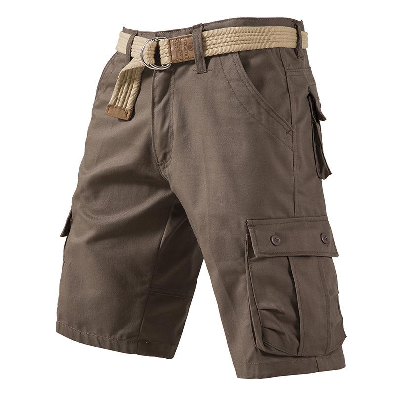 Herren-Arbeitshose, lässige Shorts mit Taschen, knielange Sommer-Sportshorts für Herren 6XL braun