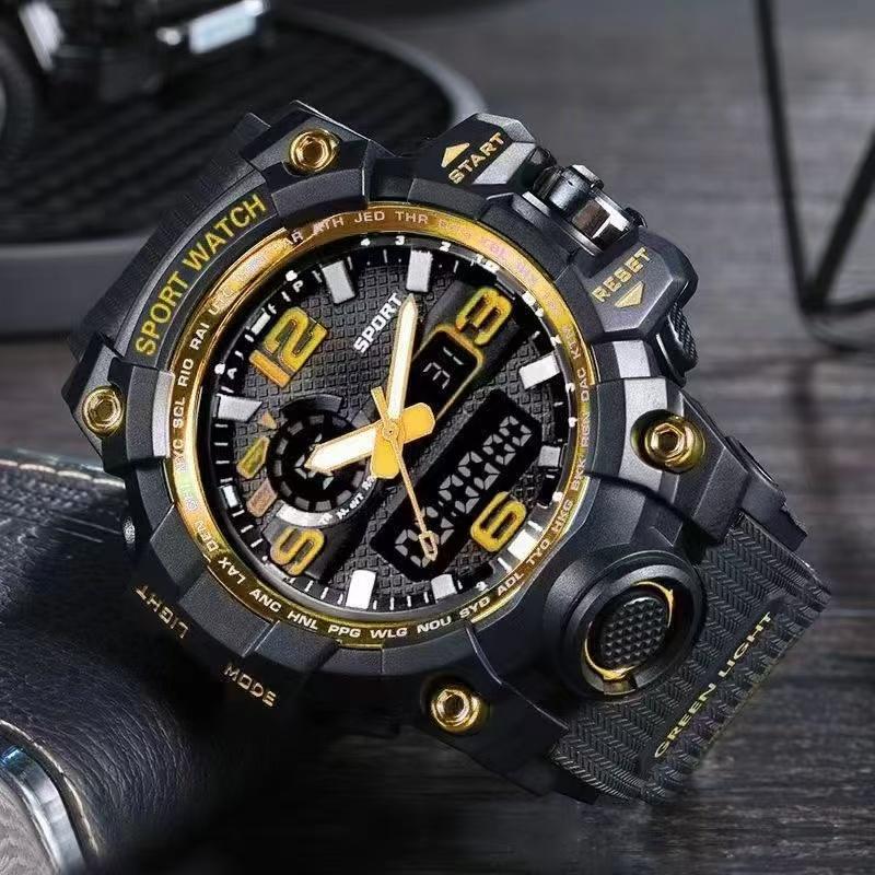 Neue Sport Relogio herren Uhr Wasserdicht Military herren Uhren Multifunktionale Mit Dual Display Leucht gelb