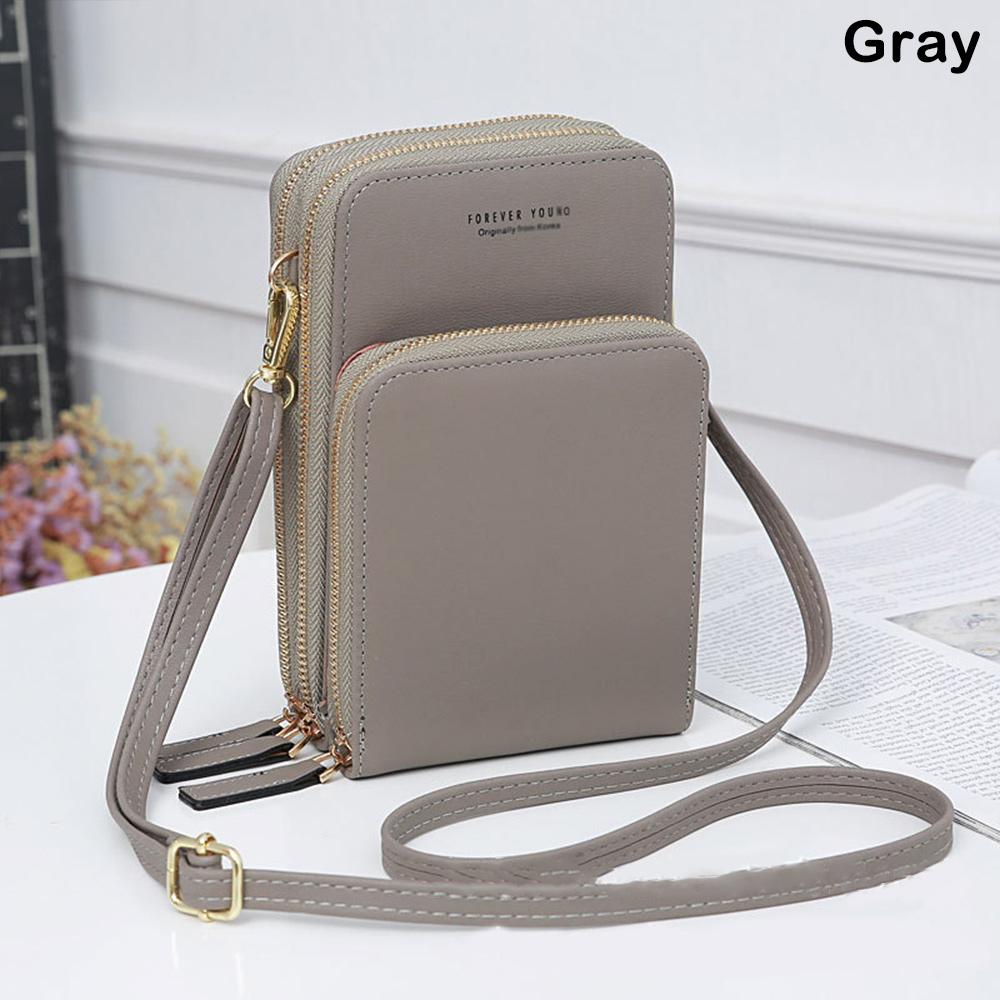 Handy-Geldbörse, kleine Umhängetasche, Handytasche, modisch, für den täglichen Gebrauch, Kartenhalter, Mini-Umhängetasche für Damen graue