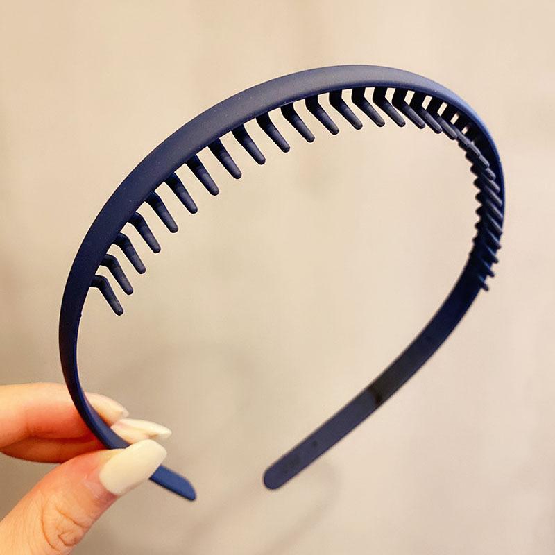 Frauen Einfache Bunte Matte Zahnhaarbänder Gebrochenes Haar Finishing Stirnband Outdoor Haar Hoop Kopfbedeckung Mode Haar Zubehör navy blau