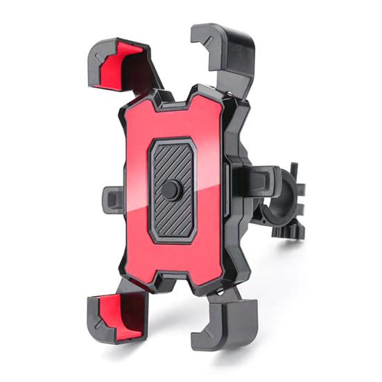 Motorrad-Telefonhalter, automatische Verriegelung, Lenker, Rückspiegel, Handyhalterung, rutschfest, universell, für Motorrad und Fahrrad A rot