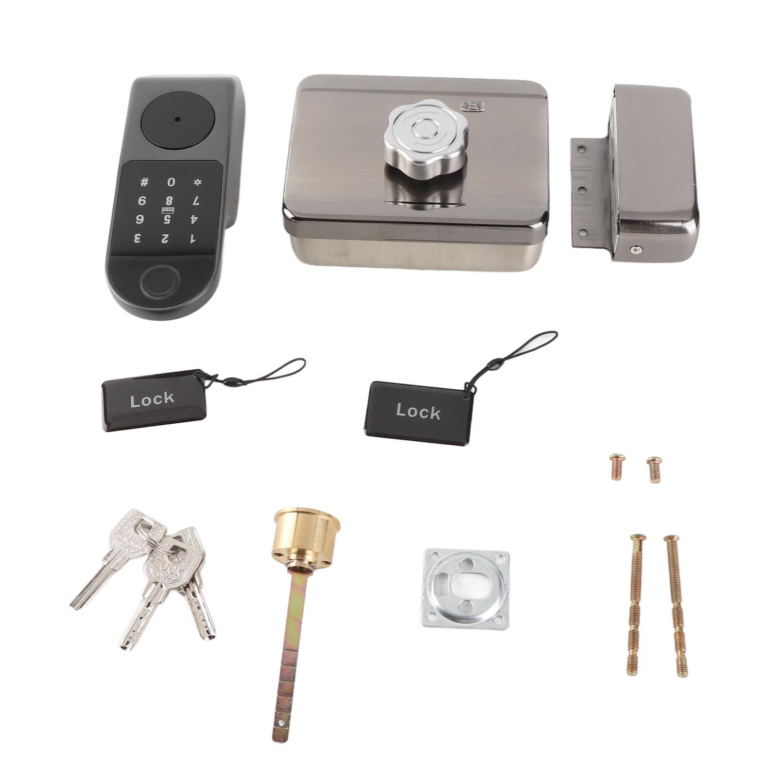 Elektronisches Riegelschloss mit 2 Karten, Fingerabdruck, Passwort-Entsperrung, APP-Steuerung für Wohnung