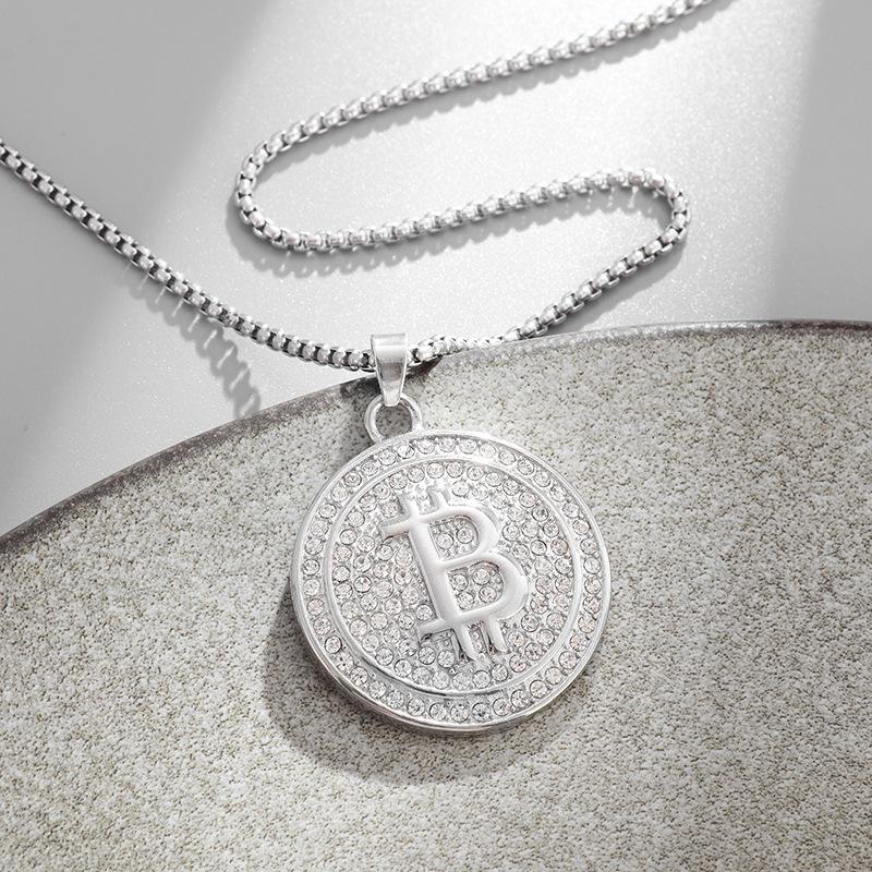 Heiß verkaufender antiker römischer Münzanhänger Modisch und personalisiert Vielseitiger Titanstahl Mit Diamanten eingelegt Runder Halskette white