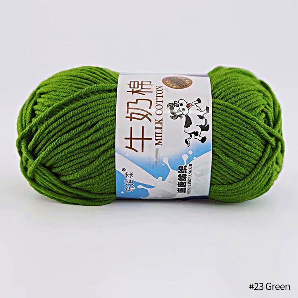 FEIJIEAST 50 g/Rolle Milch-Baumwollgarn, 5-lagig, Handstrickgarn, weich, warm, DIY-Baumwollfäden, Babywolle zum Handstricken, Häkelgarn grün