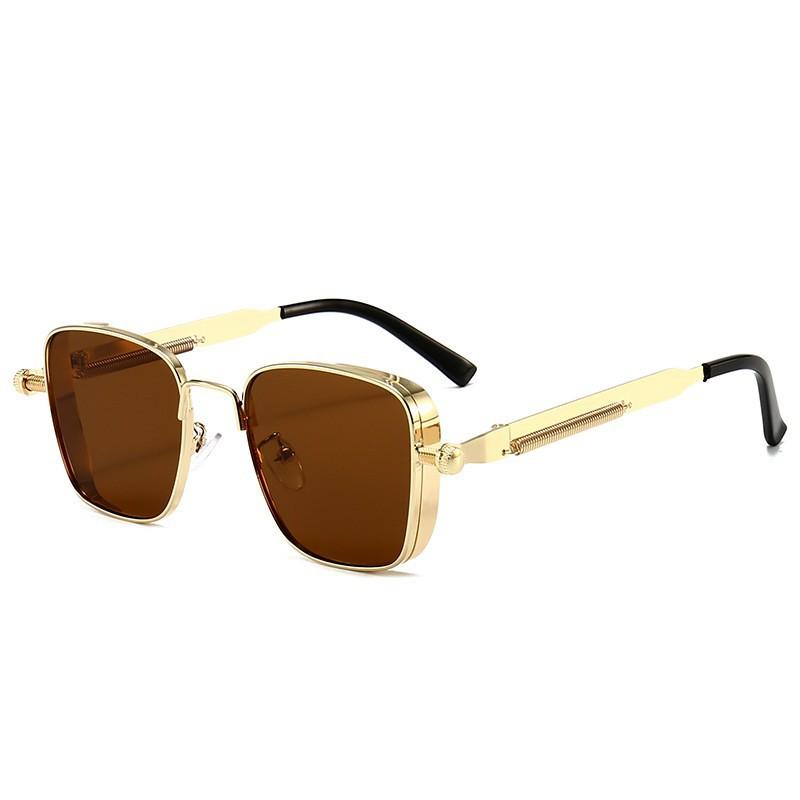Polarisierte Sonnenbrille Herren High-End Schön Fahren Spezial Anti-UV Hohe Qualität Metall Punk Modetrends Sonnenbrille gold