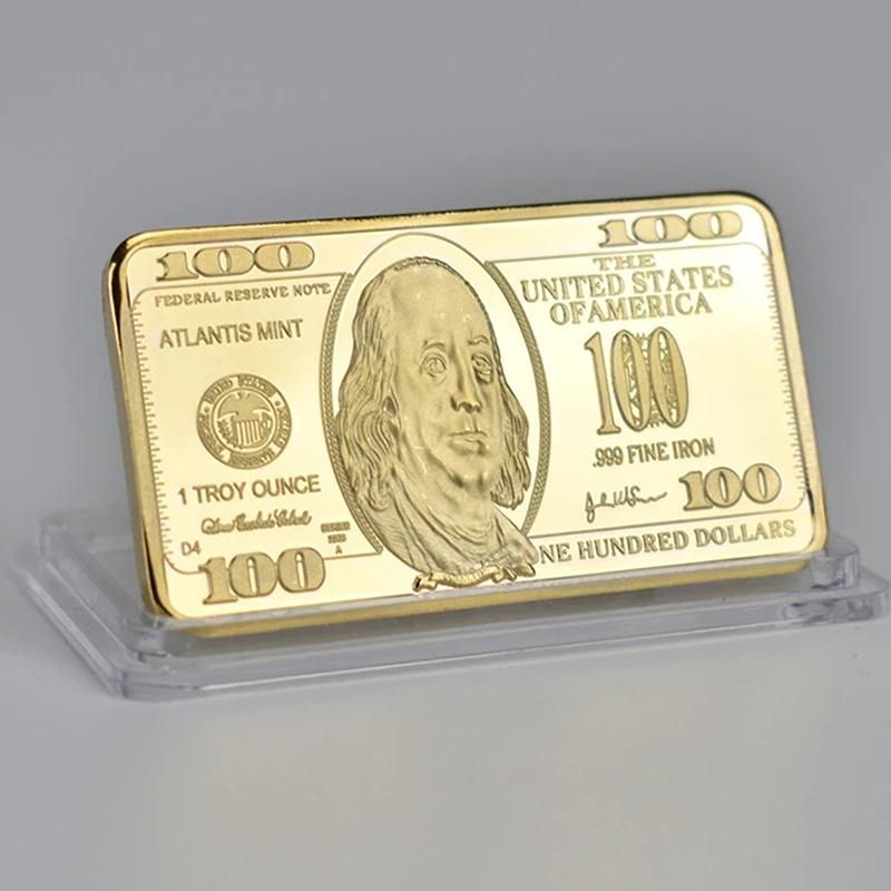 USA 100 Dollar Barren 24 Karat Goldbarren Amerikanische Metallmünze Goldbarren USD onesize