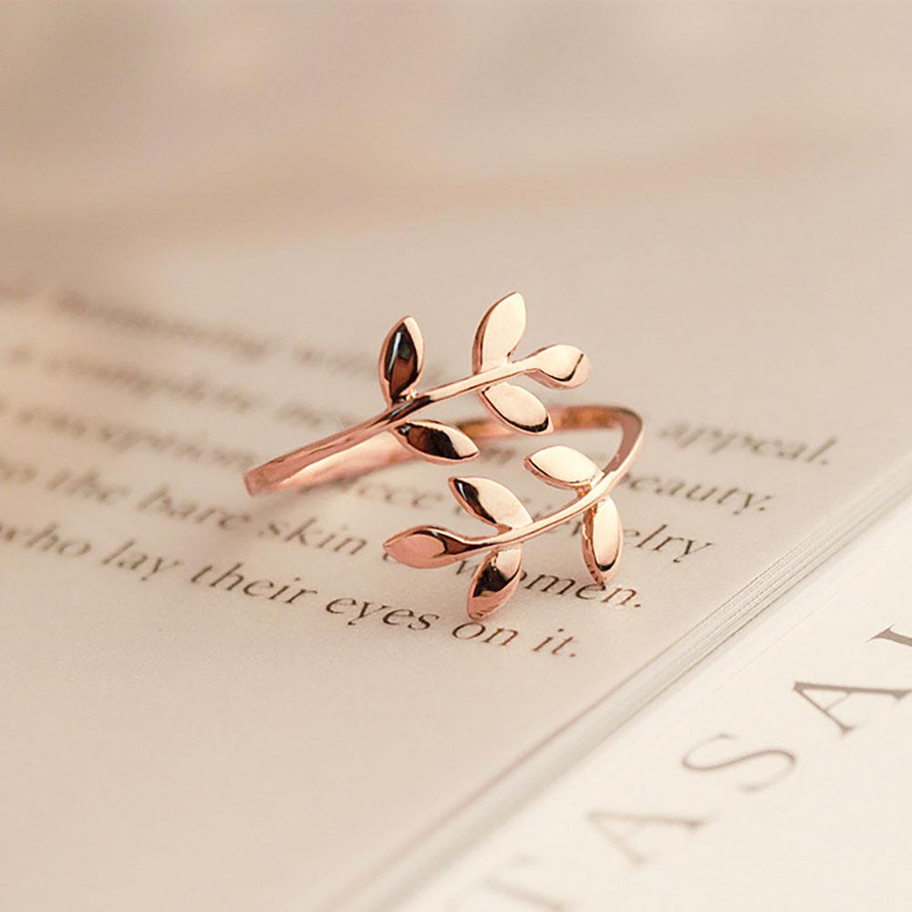 Modischer offener Ehering aus Gold und Silber mit Zweigen und Blättern für Damen, verstellbarer Knuckle-Schmuck gold