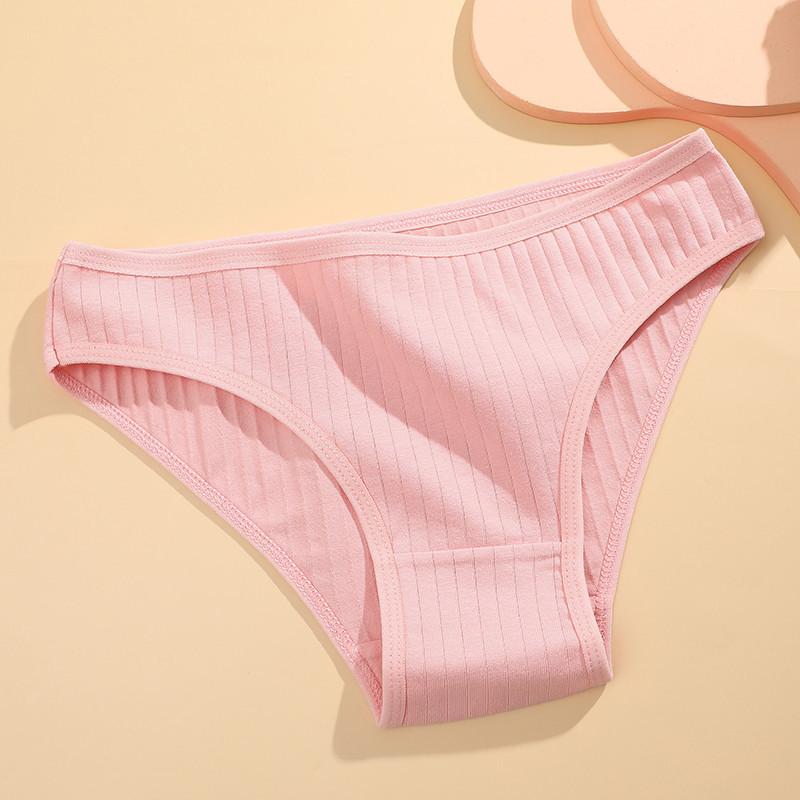 FINETOO Baumwolle Panty Damen Einfarbig Höschen für Frauen Sexy Slips Weibliche Unterhosen M-XL M rosa