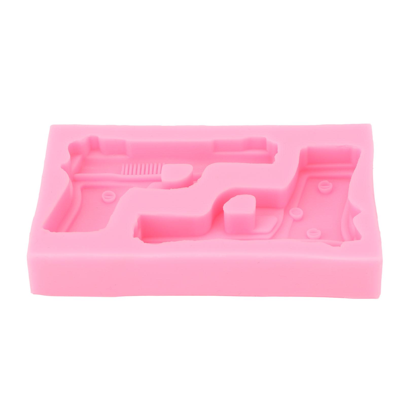 3D-Waffenförmige Silikonformen, Pistolenförmige Backformen für die Herstellung von Kuchen, Schokolade, Süßigkeiten, Basteln rosa