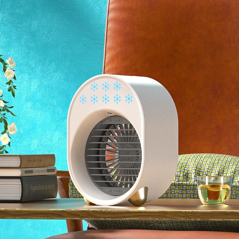 2022 Neue Mini-Luftkühler-Klimaanlage mit starkem kalten Wind und buntem Nachtlicht, Luftkühlung, Ventilator, Klimaanlage, Luftreiniger mit für Büroräume weiß