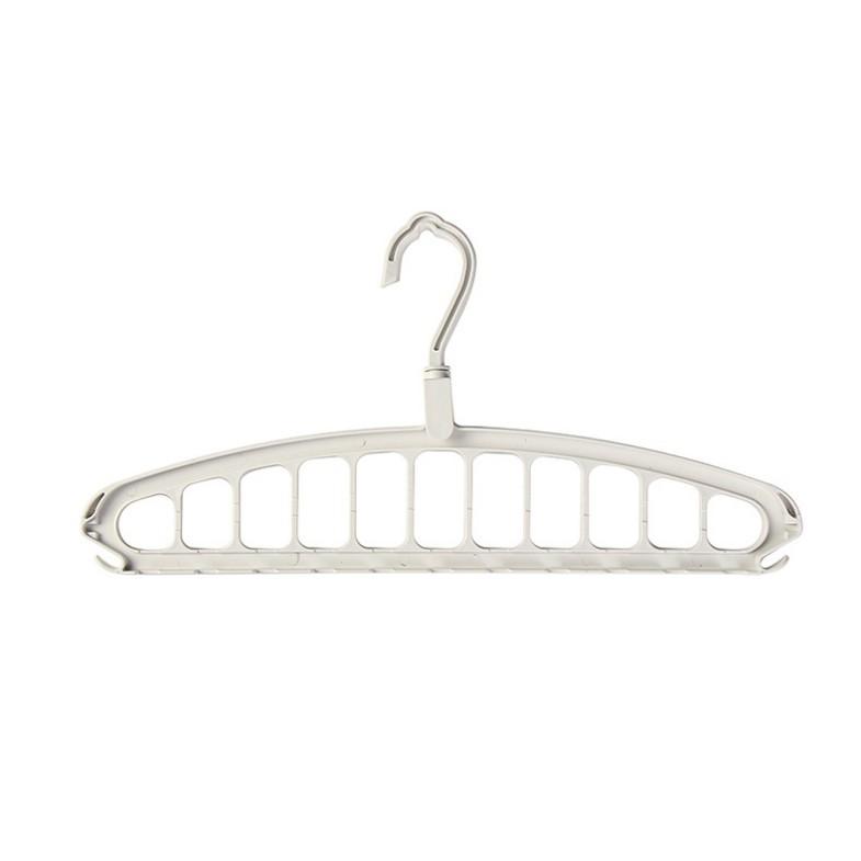 Rotierender, zusammenklappbarer Kleiderbügel, Schrank-Organizer, Wäscheständer mit mehreren Anschlüssen, zusammenklappbarer Kunststoff-Schal, 11-Loch-Aufbewahrungsbügel weiß