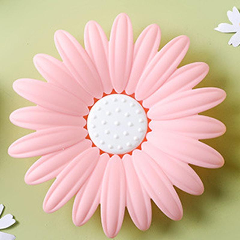 New Daisy Soap Dish Double Layer Drain Soap Box Soap Dish Bathroom Punch-Free Soap Holder Cute Soap Holder Bathroom Accessories rosa