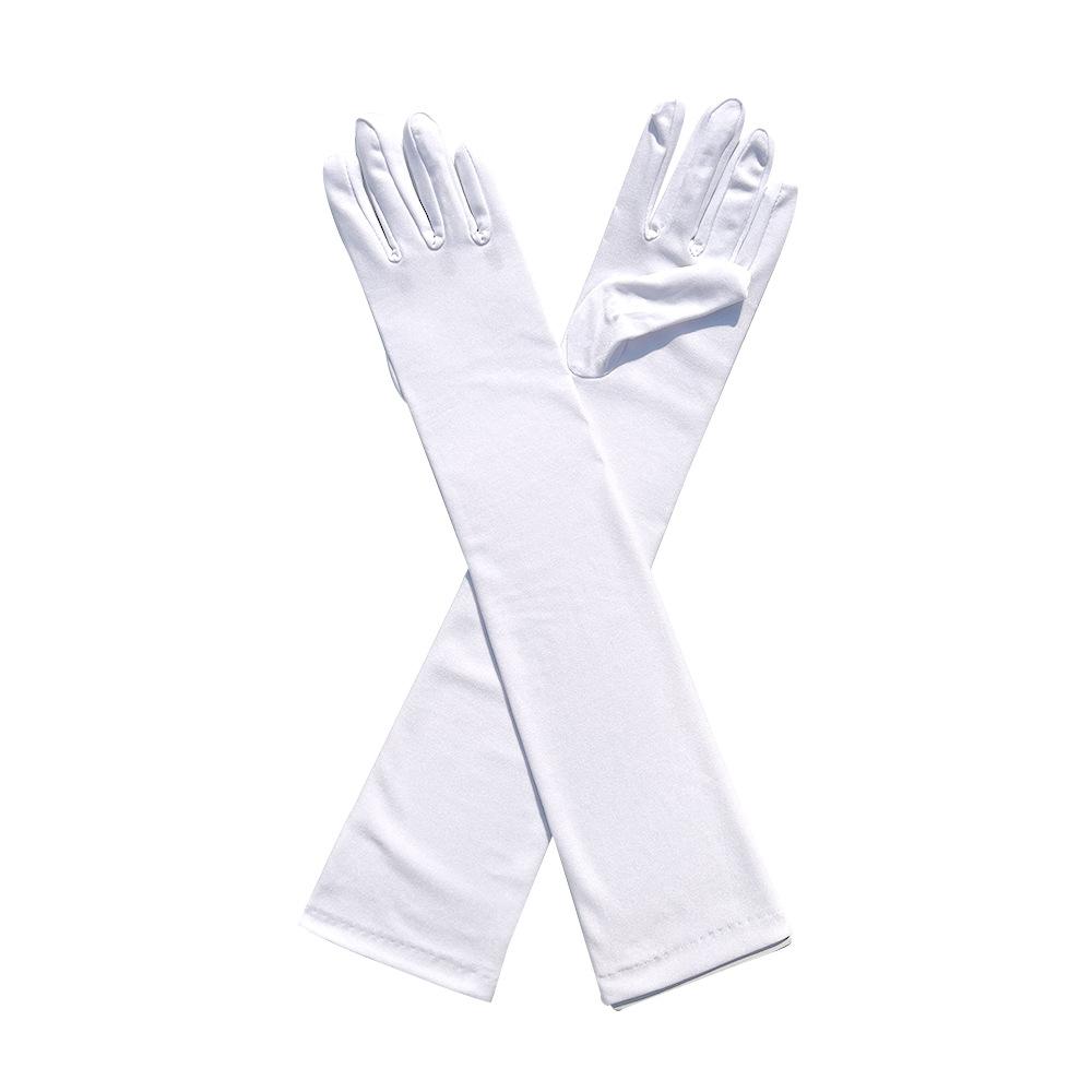 Solide Frauen Dance Party Bar Leistung Cosplay Lange Handschuhe Sonnencreme Milch Seide Elastizität Urlaub Prom Handschuhe weiß