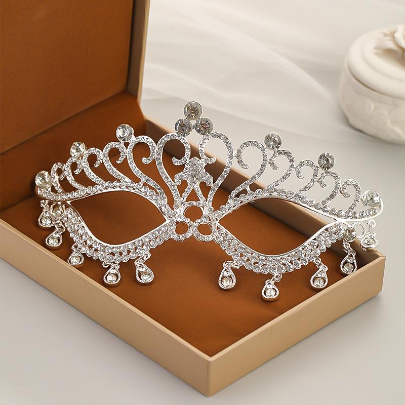 Neue Europäische und Amerikanische Stil Maske Krone Ball Abendkleid Accessoires Braut Hochzeit Strass Maske gray