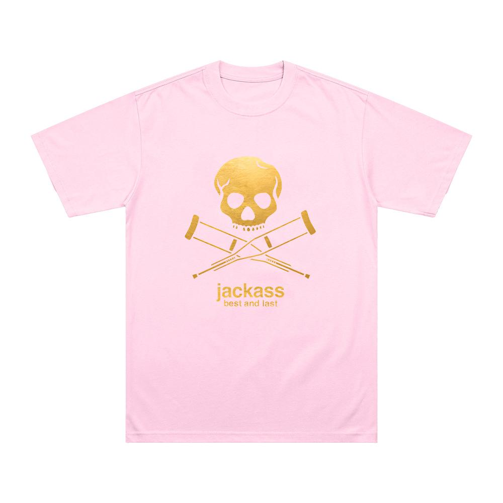 Jackass Beste und Letzte Mode Herren Logo Grafik Gedruckte T-Shirts Mode Klassisches T-Shirt Baumwolle Bequem Unisex Oberteile S rosa