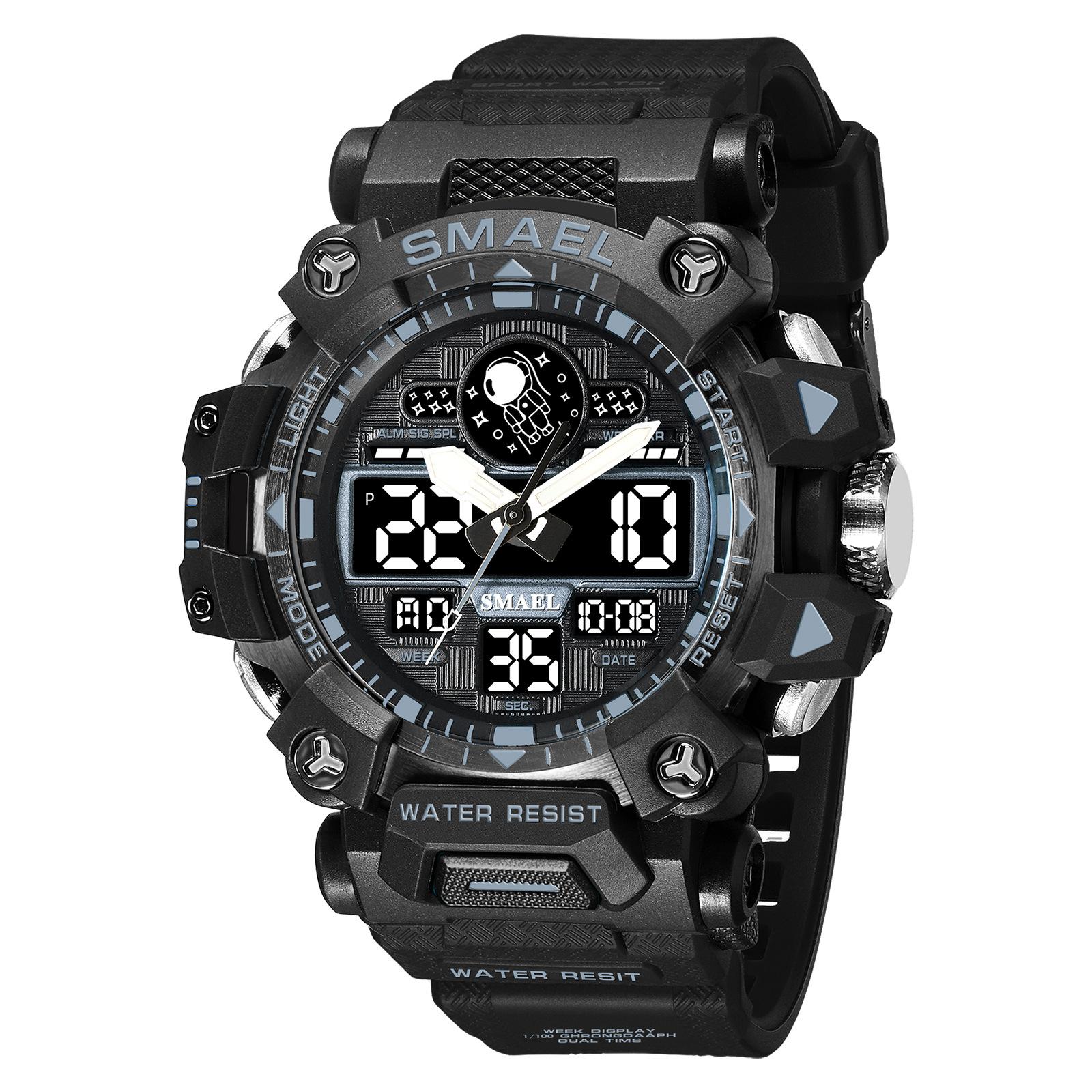 SMAEL Herrenuhren Sport Top-Marke Luxus Dual Display Quarzuhr Männer Militär Sport Wasserdichte Uhr Digitale elektronische Uhr 8078 With Package schwarz