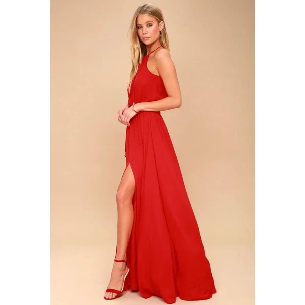 2024 sommer Langes Kleid Hohe Split Boho Strand Kleid Tunika Maxi Kleid Frauen Abend Party Kleid Sommerkleid Vestidos de festa XXL XL rot