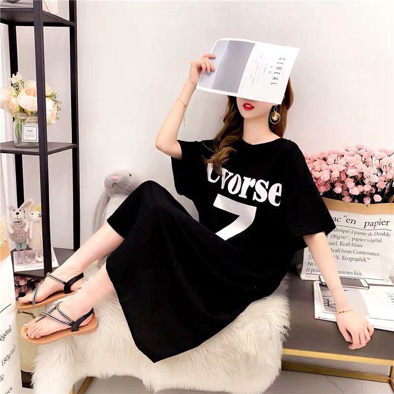 Damen Casual Lose Langes Kleid Damen Kurzarm Lange Kleider Damen T-Shirt Kleid Einfarbig S