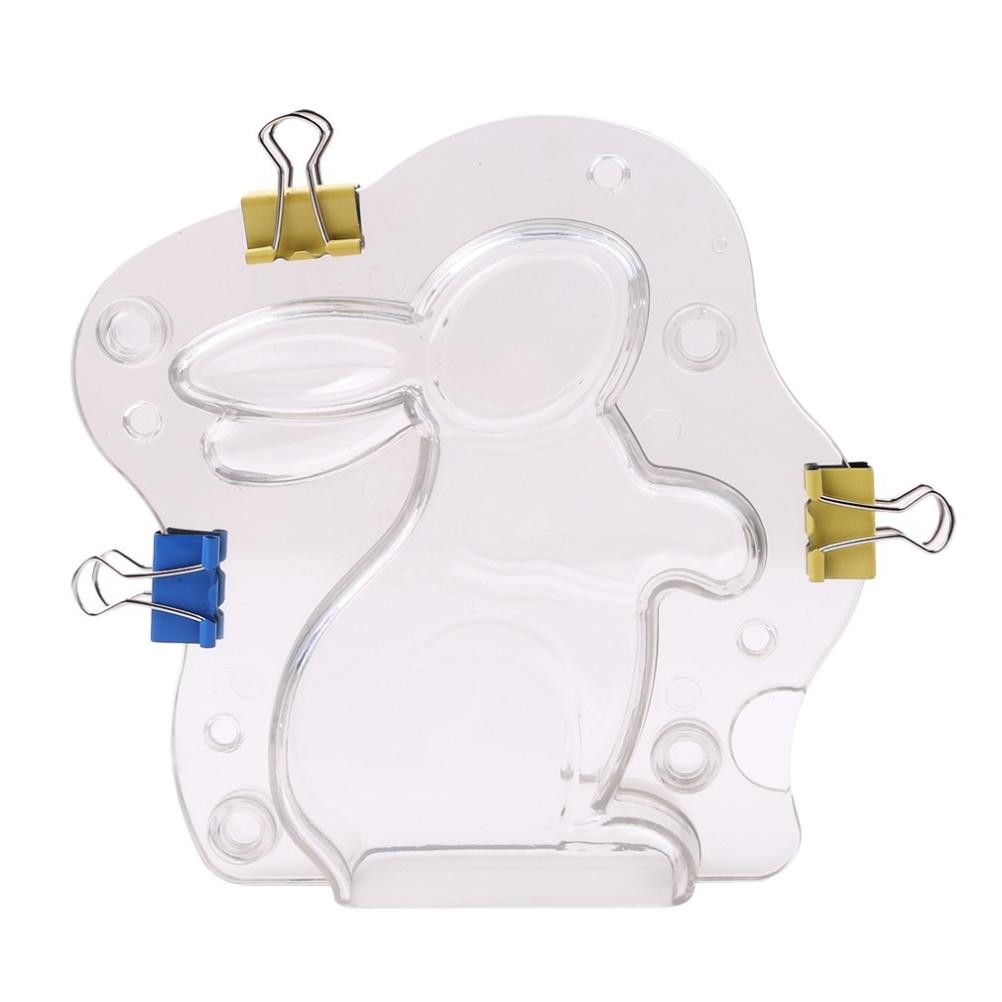 3D Osterhasenform, Schokolade, Süßigkeiten, Kuchen, Gelee, Backwerkzeuge, Antihaft-DIY-Form für Ostern L transparent