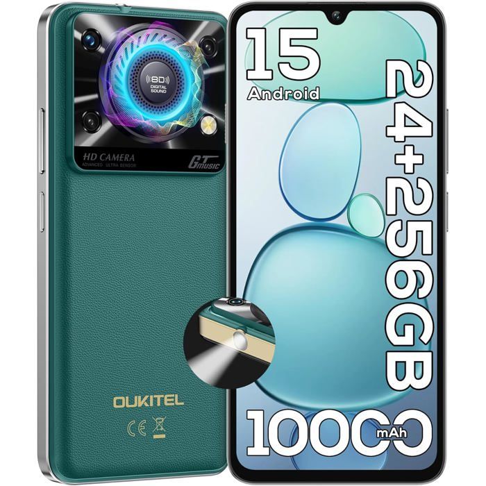 A70 Telefon Tragbar Bildschirm 6.6 120Hz 12GB+256GB Batterie 5000mAh Smartphone 13MP Kamera Telefon Android 13 Dual-SIM/NFC Grün gelb
