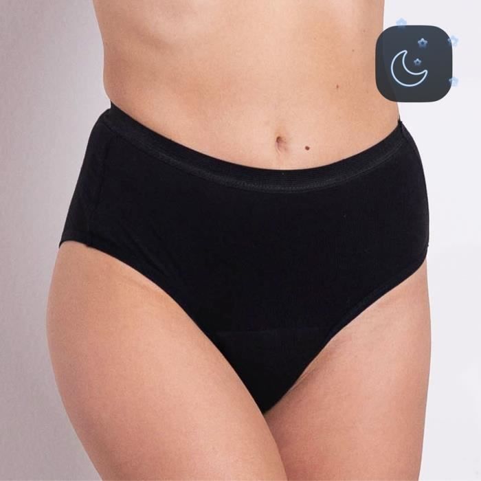 Weekiss Boyshort culotte menstruelle, culotte de regle flux abondant coton, XL (42), 5 slips 15% de réduction, noir schwarz