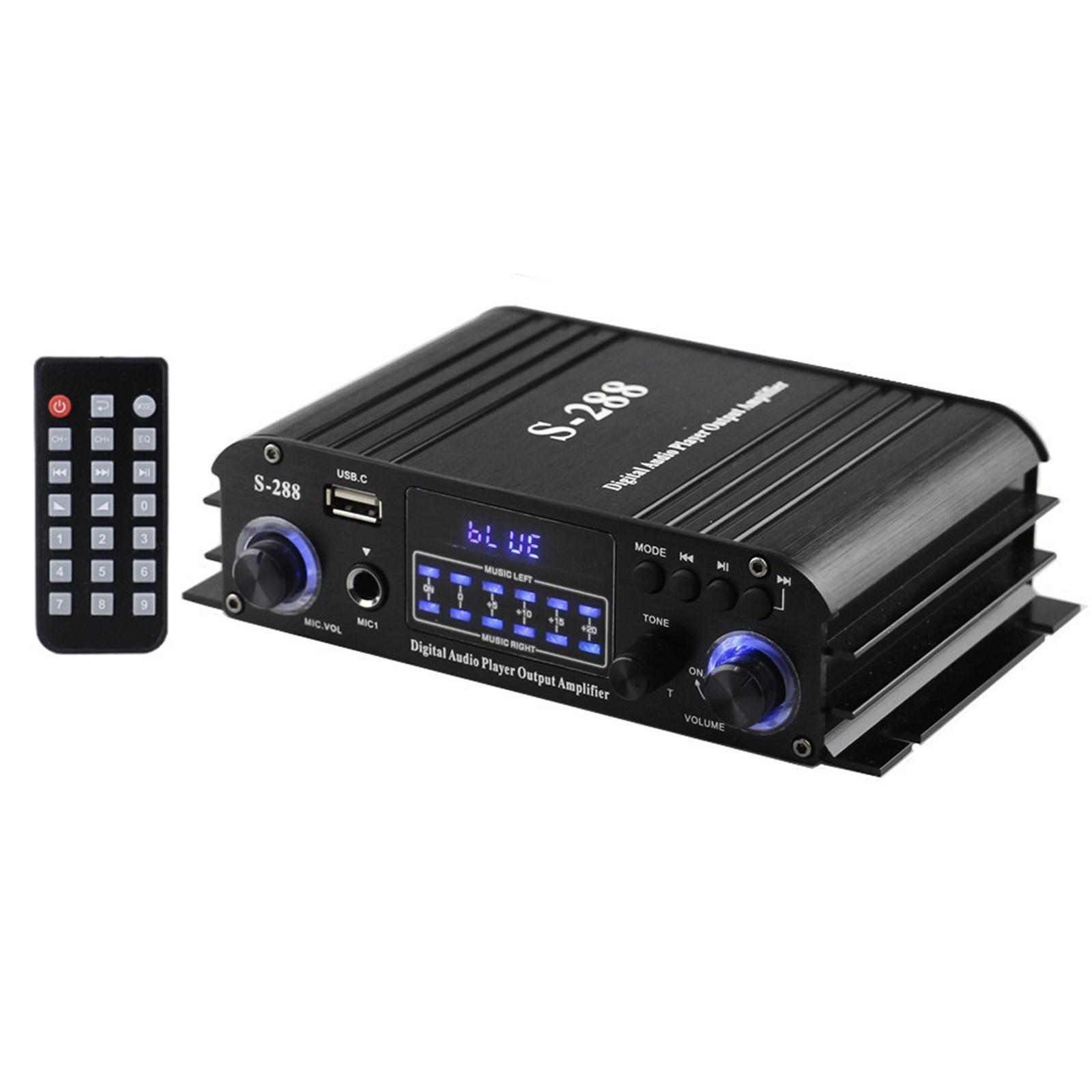 S-288 Mini-Audio-Leistungsverstärker, 4,1-Kanal-Digital-BT5.0-Verstärker, 50 W x 4 Heim-Audio-Receiver US Plug schwarz