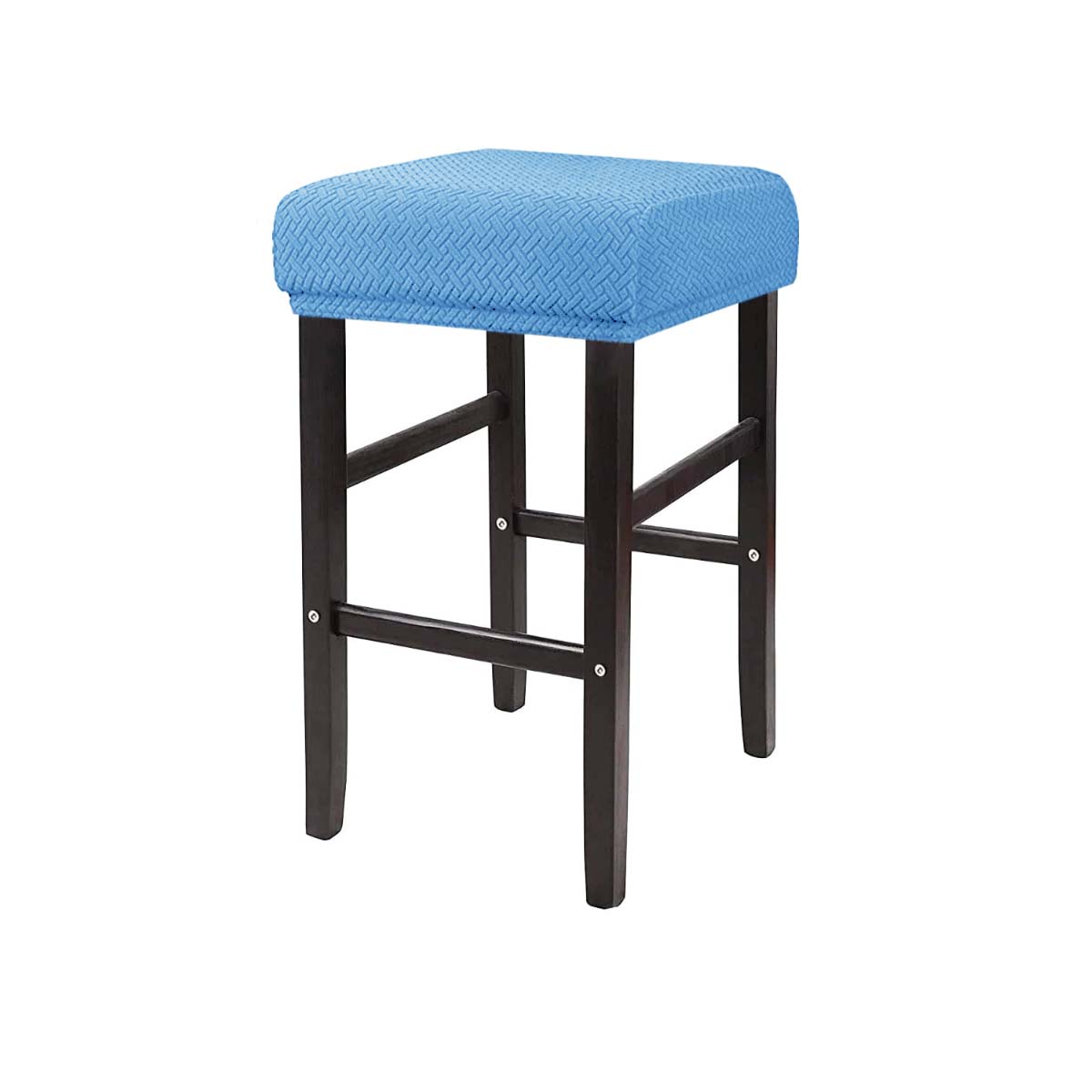 Stretch-Bezüge für rechteckige Barhocker, Jacquard-Bezug für Waschtischhocker, waschbare Thekenhocker-Bezüge, Barhocker-Sitzbezüge, Sattelsitzbezug denim-blau