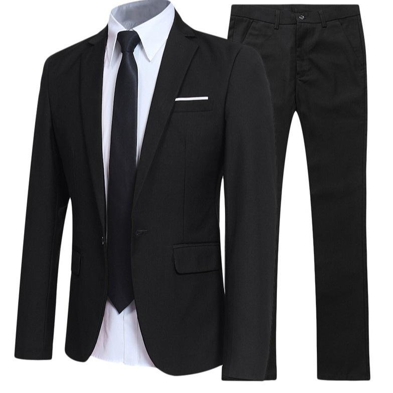 Herren Britischer Stil Elegante Blazer 2-teilige Sets Business Hemd Hose Jacke Mantel 3 Anzüge Formelle Kleidung Hochzeitsanzug M schwarz