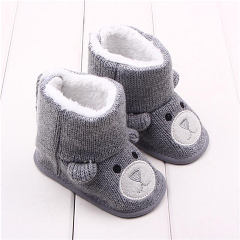 Baby Winterstiefel Säugling Kleinkind Neugeborene Cartoon Bär Schuhe Mädchen Jungen Warme Schneefeld Booties Stiefel 6-12m grau