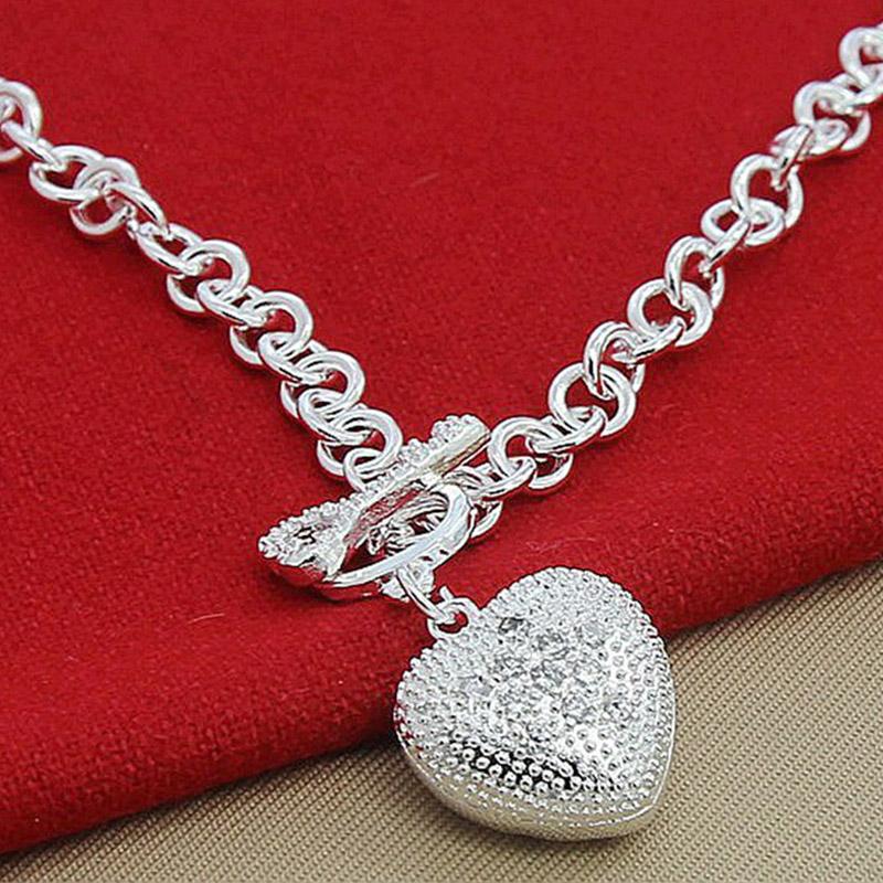 925 Silber Schmuck Herz Anhänger Halsketten Ketten für Frauen Valentinstag Top Qualität Schmuck Geschenk brown