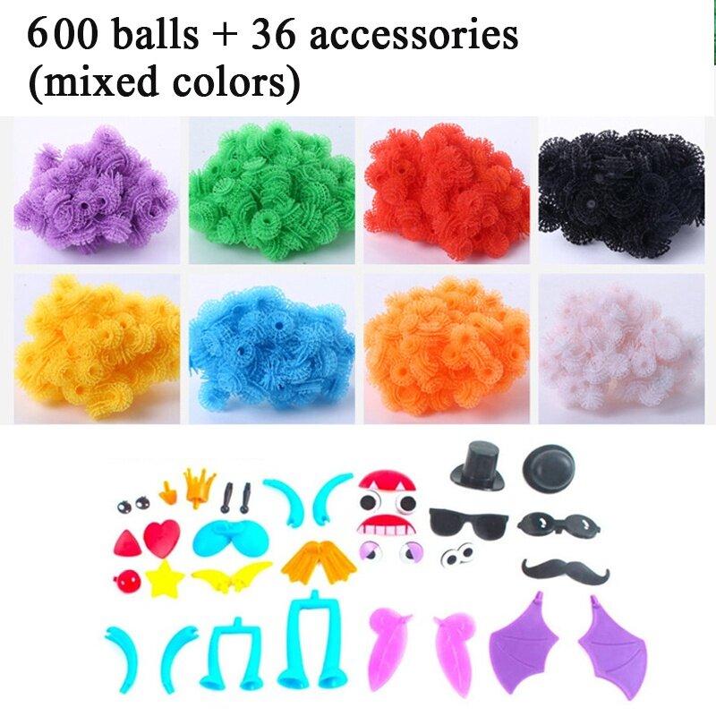 600 stücke Dorn Ball Cluster 3D Modell Bau Bausteine ​​Spielzeug Klebrige Puff Bälle Puzzle DIY Montage Spielzeug Für Kinder