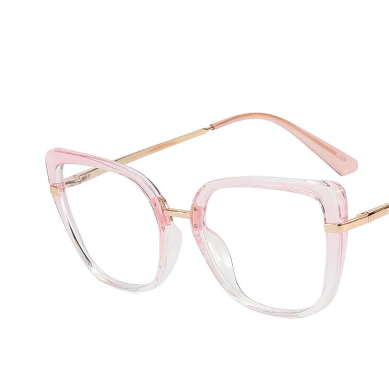 Neueste Legierung Katzenaugenbrille für Damen Quadratischer Rahmen Brille Mädchen Optik Brille Augen Brille Farbverlauf Myopie Brillen Rahmen