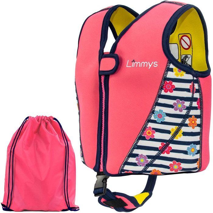 Limmys Premium Neopren Schwimmweste - Rettungsweste für Kinder - 8 Herausnehmbare Schwimmkörper - Blütenrosa - Klein rosa