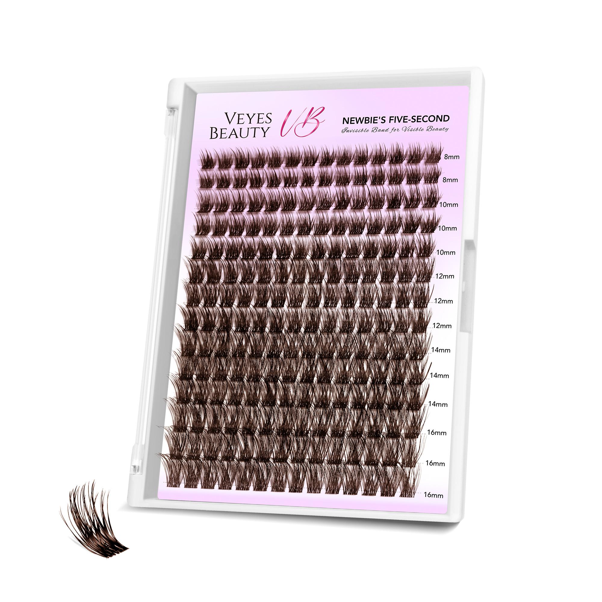 Veyesbeauty Dreamy Lashes 3D-Positionierungstechnologie Leichtes Tragegefühl Newbie Plus Practice Edition 196 Cluster 8-16 mm Lash Tray braun
