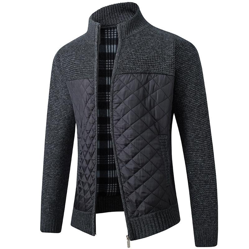 Herbst Winter Neue männer Jacke Slim Fit Stehkragen Zipper Jacke Männer Feste Dicke Warme Jacke Männer Pullover L schwarz