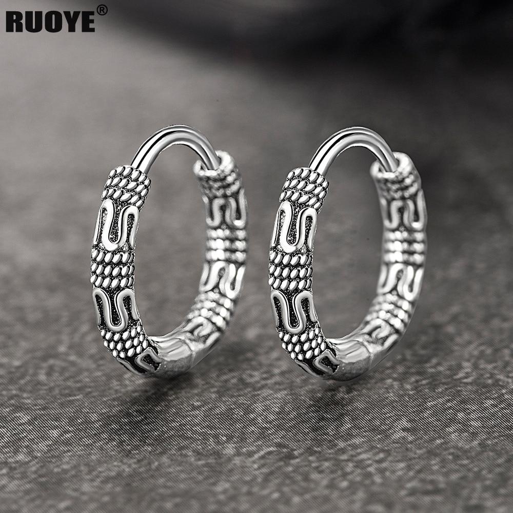Vintage 925 Sterlingsilber Creolen Muster Ohrring Für Frauen Silberschmuck Korea gray